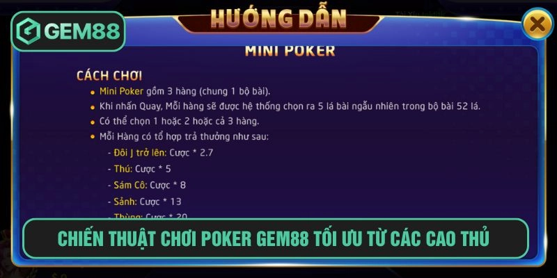 Chiến thuật chơi poker GEM88 tối ưu từ các cao thủ 