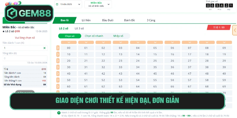 Giao diện đặt cược thiết kế thân thiện, dễ dàng thao tác