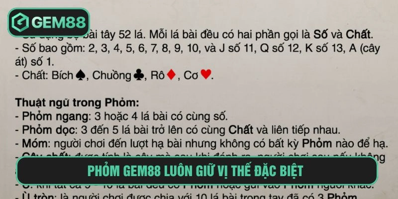 Phỏm GEM88 luôn giữ vị thế đặc biệt 